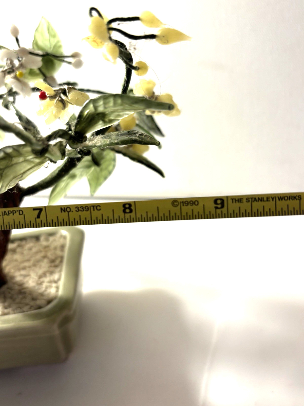 Vintage Bonsai Tree Multicolor Flowers Leaves Carved Blooms Asian