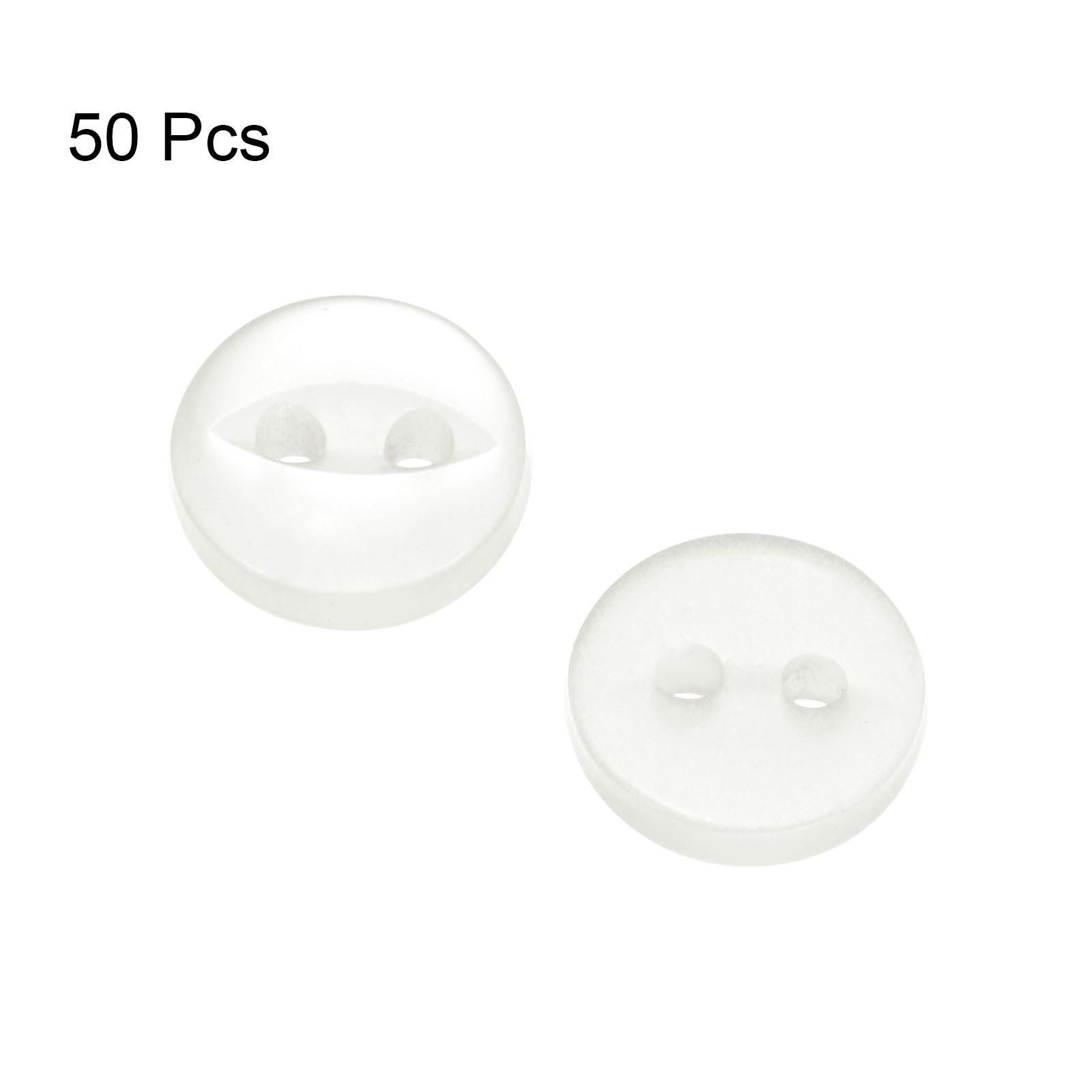 50pcs White Round Sewing Buttons 9mm Resin 2-Hole Fish Eye Craft Button