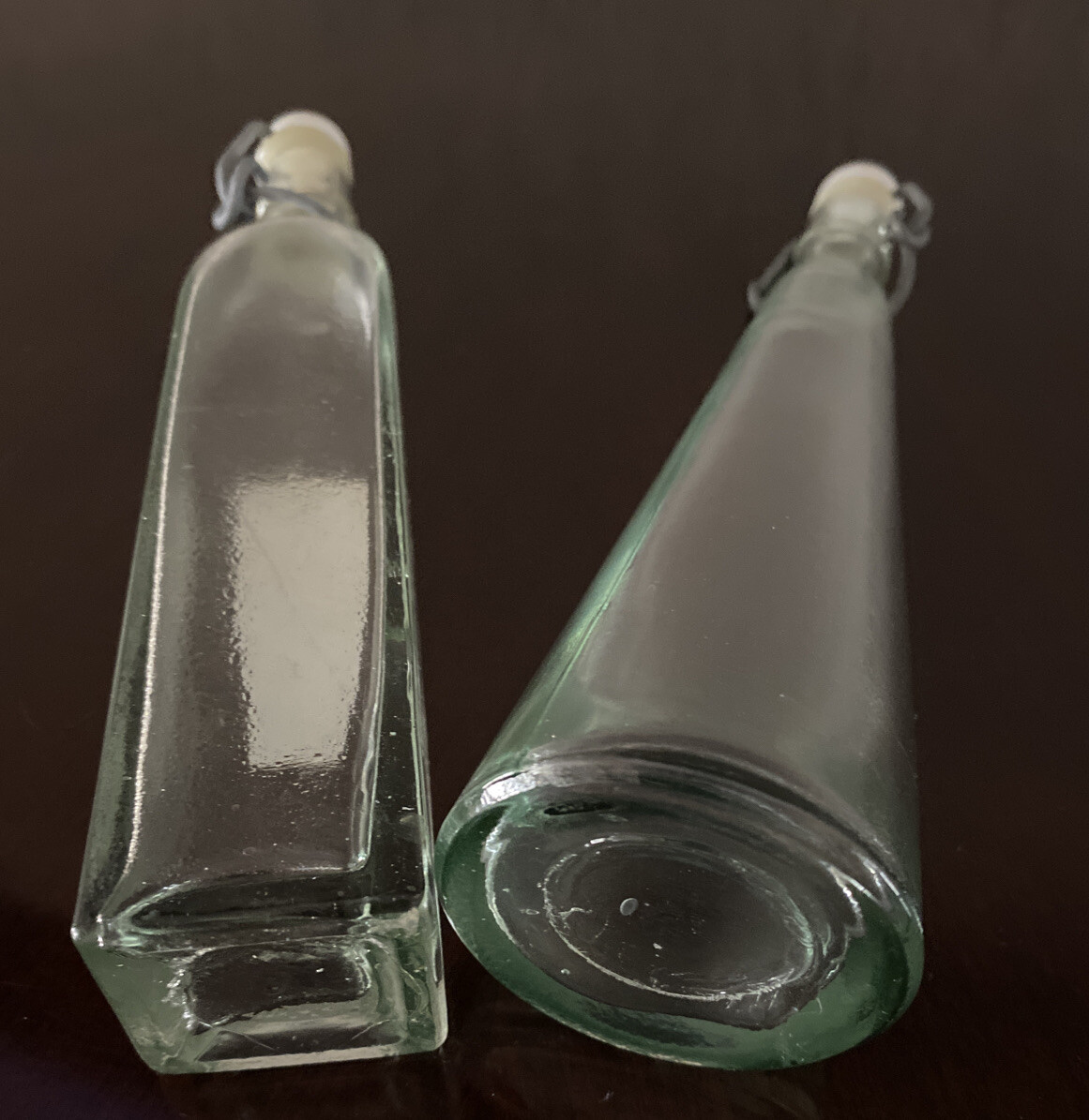 Vintage 2 Japanese Chinese Asian Glass Soy Bottles 70s- 80s Restaurant Not Used