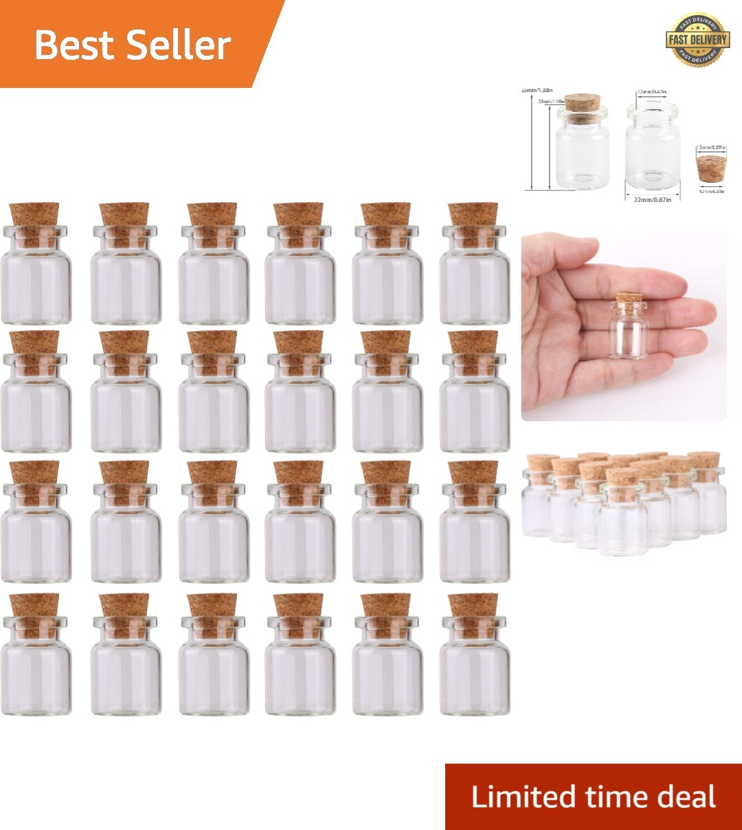 5ml Mini Glass Bottles with Corks – 24 Pack for Creative DIY Projects & Events