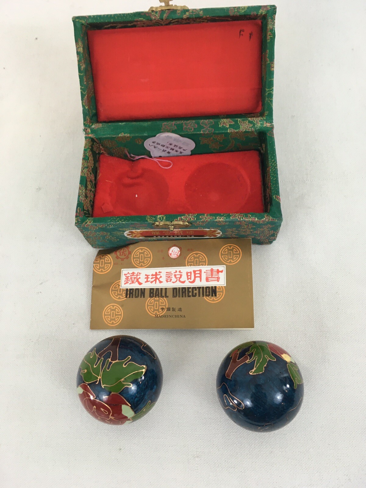Vintage Shouxing Muscle Hand Excerciser Meditation Painted Musical Iron Balls