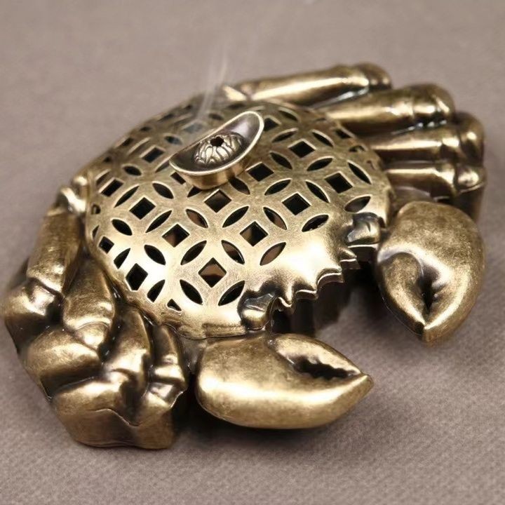 Crab Shaped Incense Burner Vintage Brass Incense Holder Home Decor