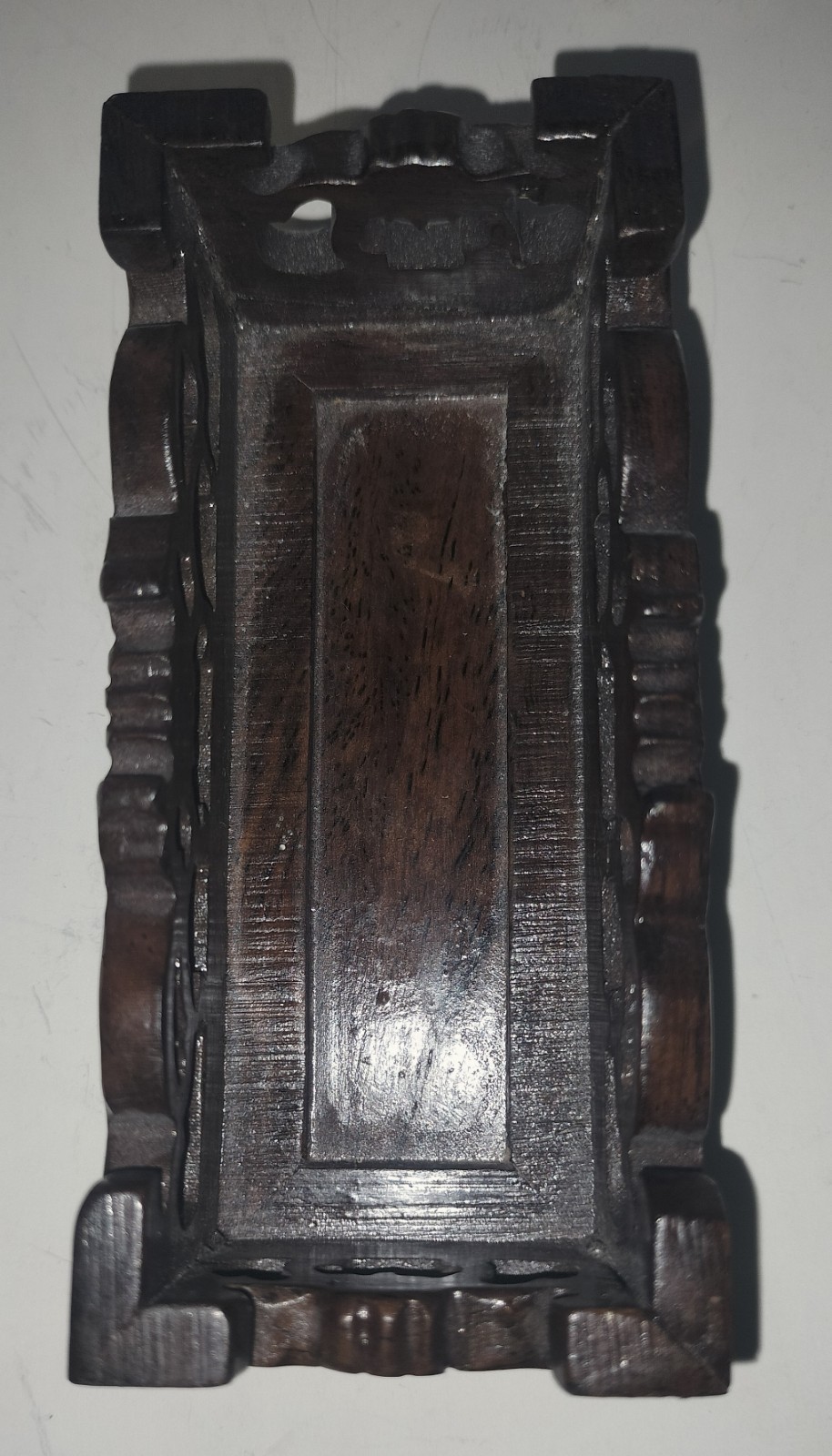 Vintage Chinese Hand Carved Rosewood Wooden Scroll Work Rectangle Display Stand