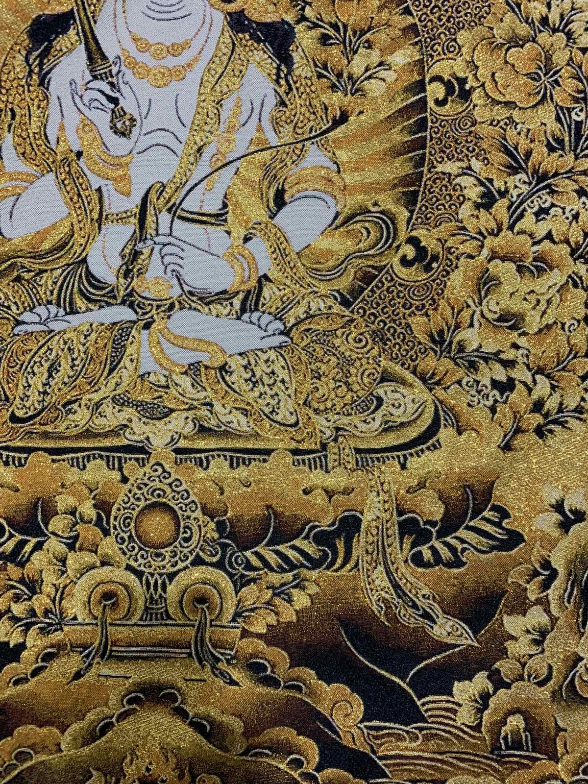 Tibet Tibetan Cloth Silk Akasagarbha Bodhisattva Black Gold Thangka Mural 14