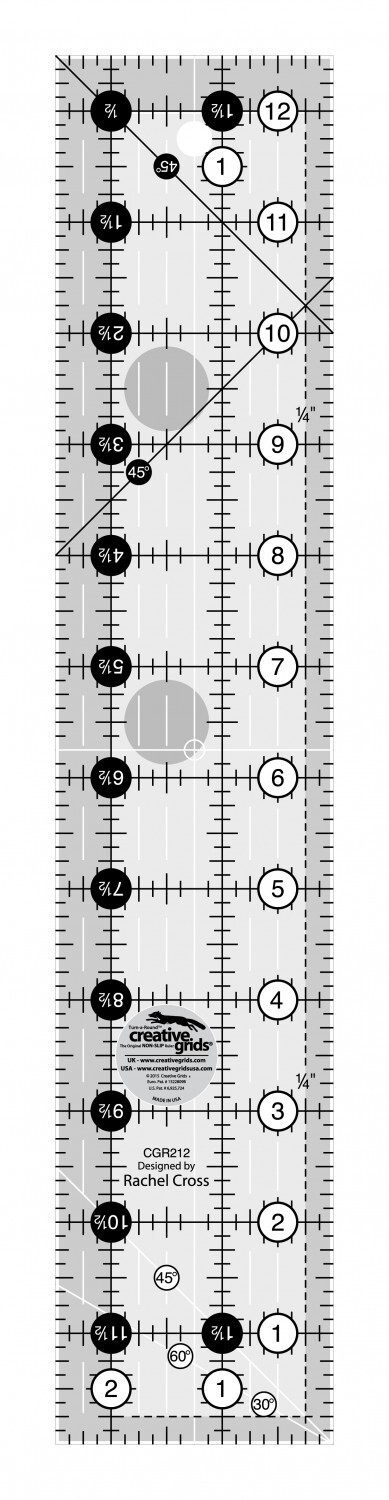 Genuine Creative Grids Quilt Ruler 2-1/2in x 12-1/2in Part# CGR212