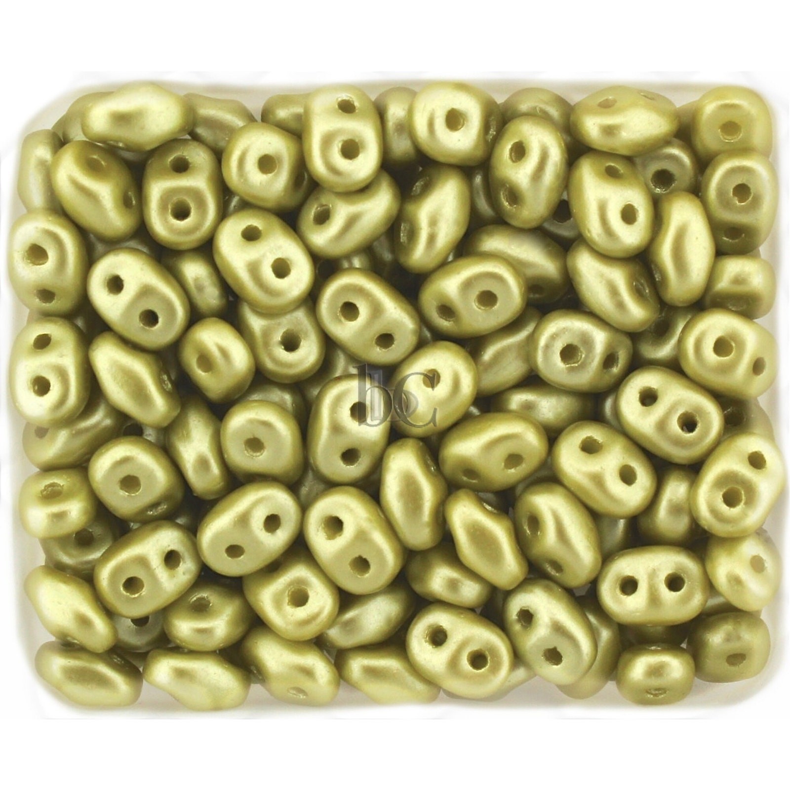Czech SuperDuo 2-Hole Beads, PASTEL LIME 2.5x5mm ~ 10 Grams