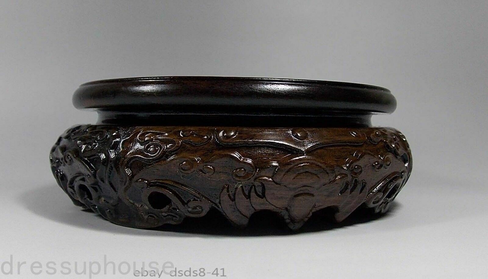 Wood round base Display stand for vase incense burner teapot statue 4.5 inch