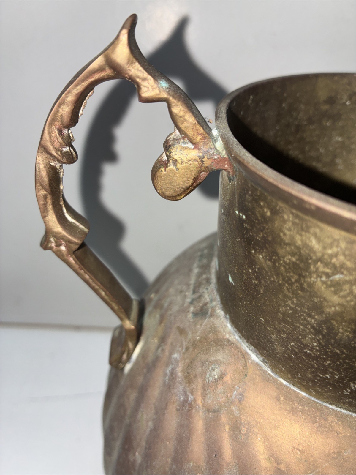 Brass Pitcher Hand-Hammered Round Twill Body 8.5” Tall By 6.5”, Top 3.5 India