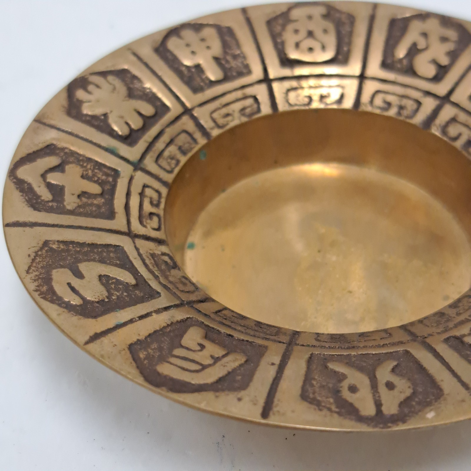 Vintage Chinese Zodiac Brass Ashtray/Trinket Dish Astrological – Set Of 2