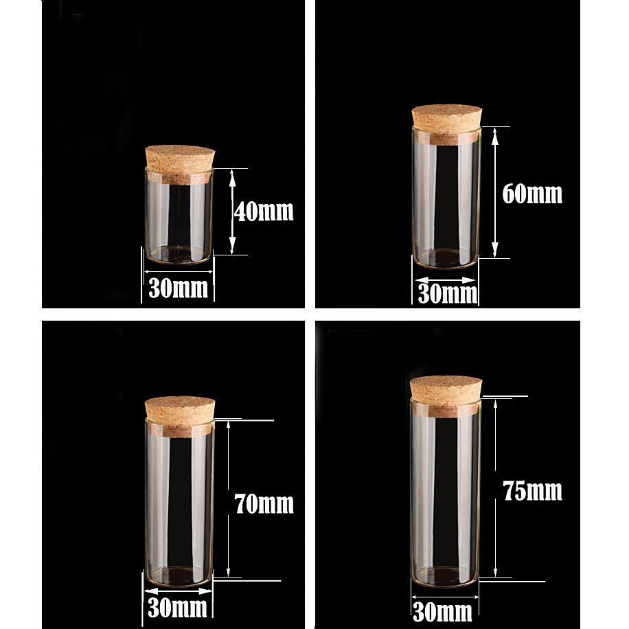 15ML-60ML Wholesale Empty Transparent Clear Cork Glass Bottles Vials With Cork