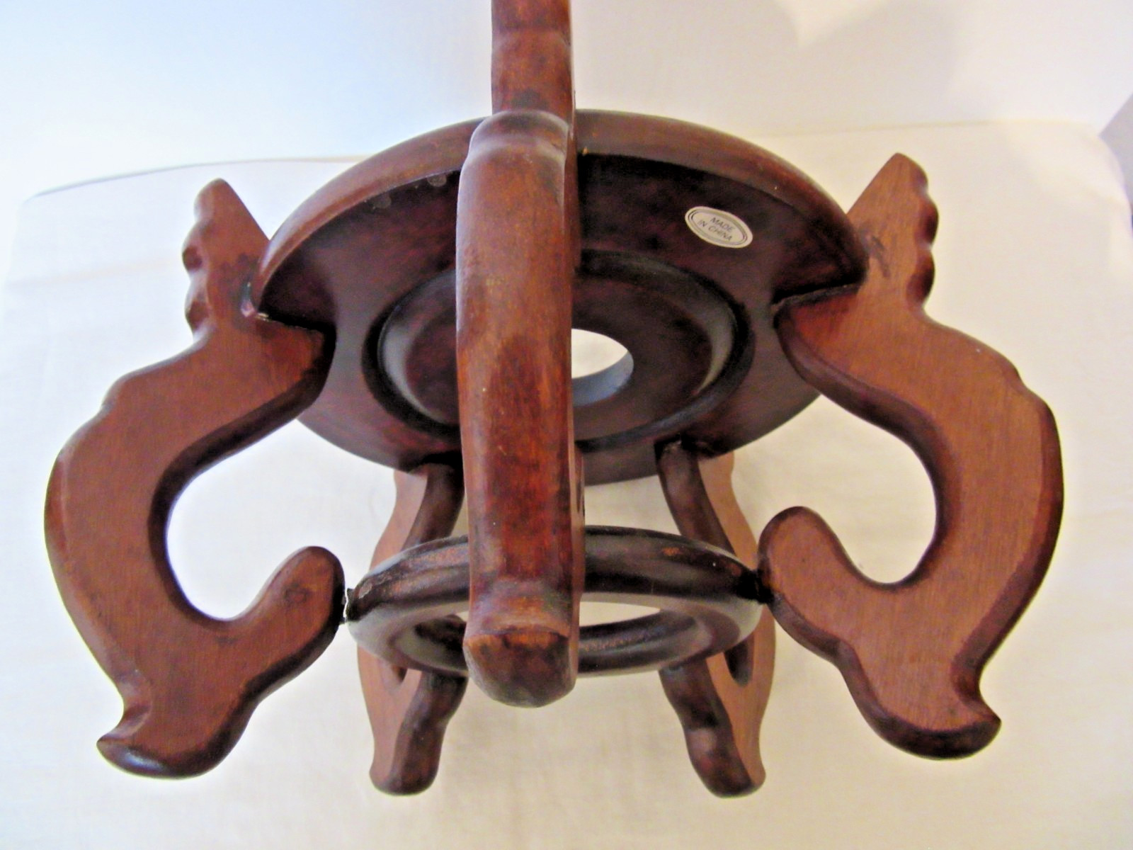 Vintage Chinese Carved Wood Display Stand for a Vase Bowl Statue max 6 1/2″ Base