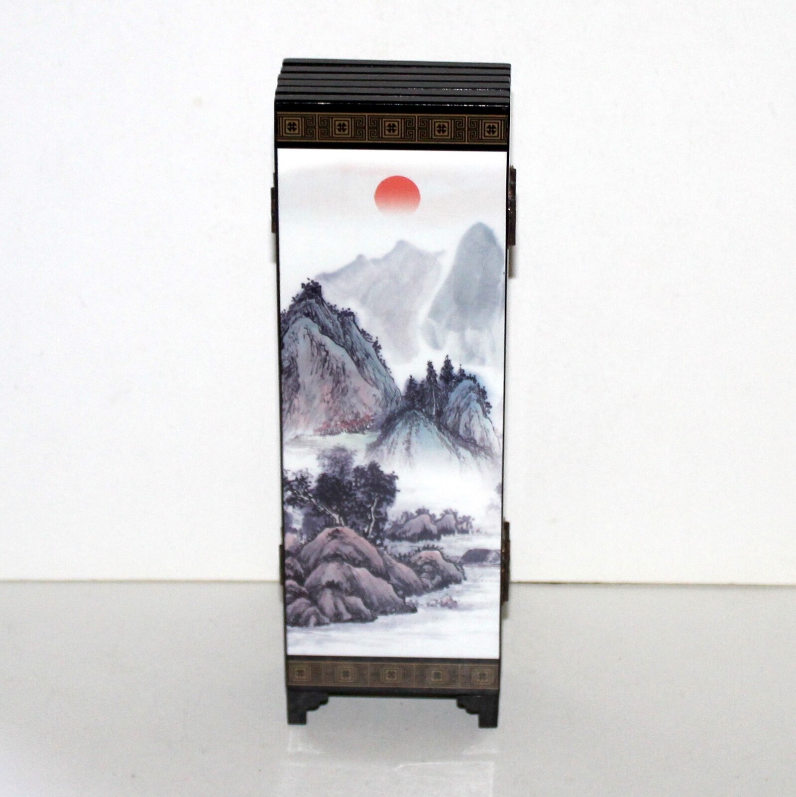 Jin Xiu Shan He small Chinese 6 panel screen divider lacquer decor asian
