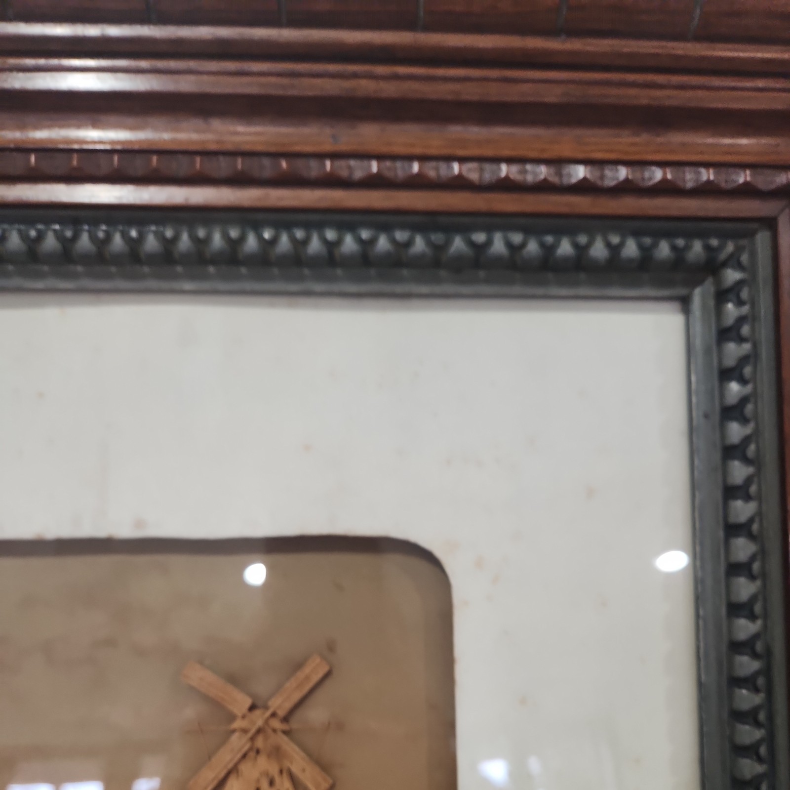 Vintage Portugal European Hand Crafted Cork Diorama Shadowbox in Ornate Frame