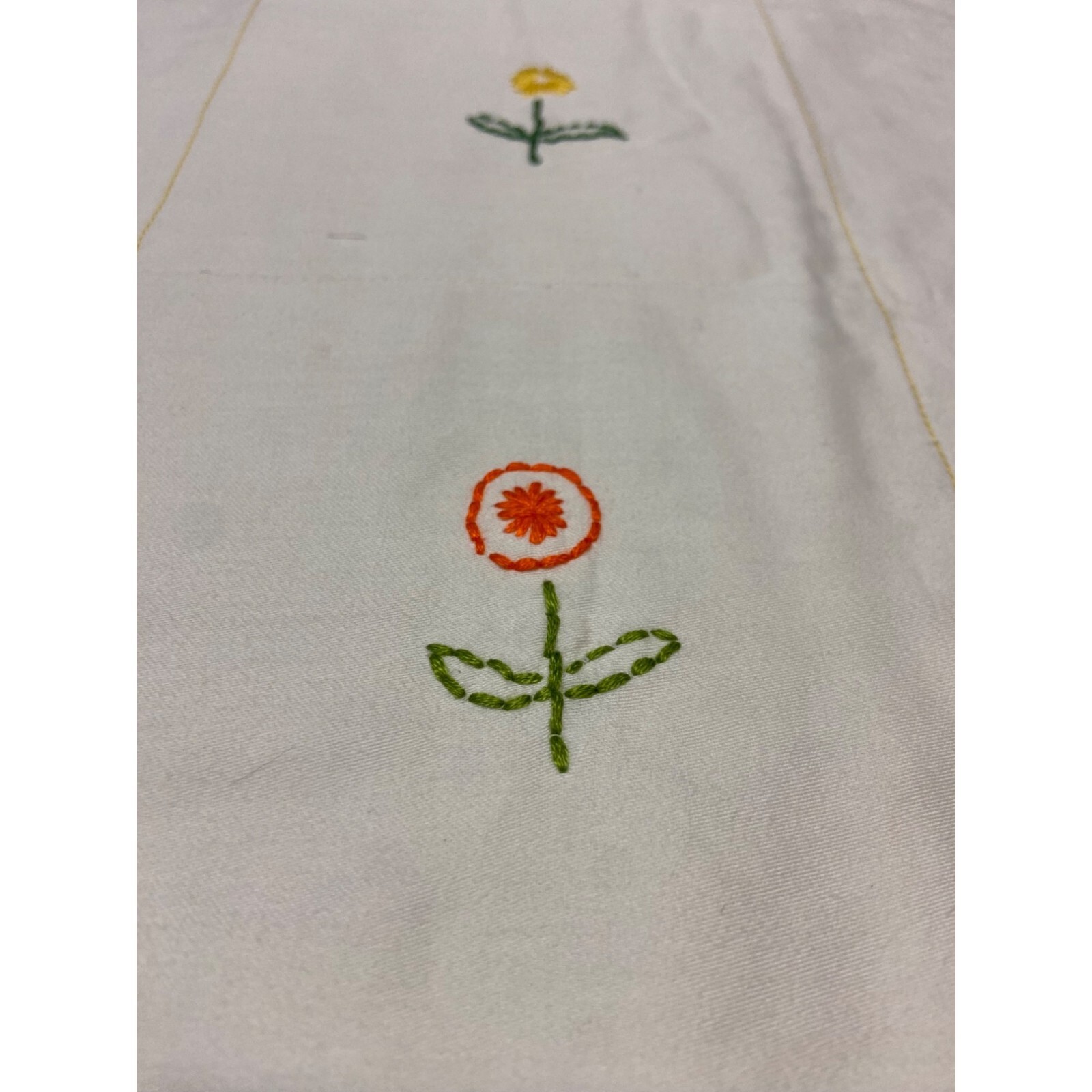 Vintage Unfinished Hand Embroidered Double Cotton Flannel Fabric Bed Cove 82″X79