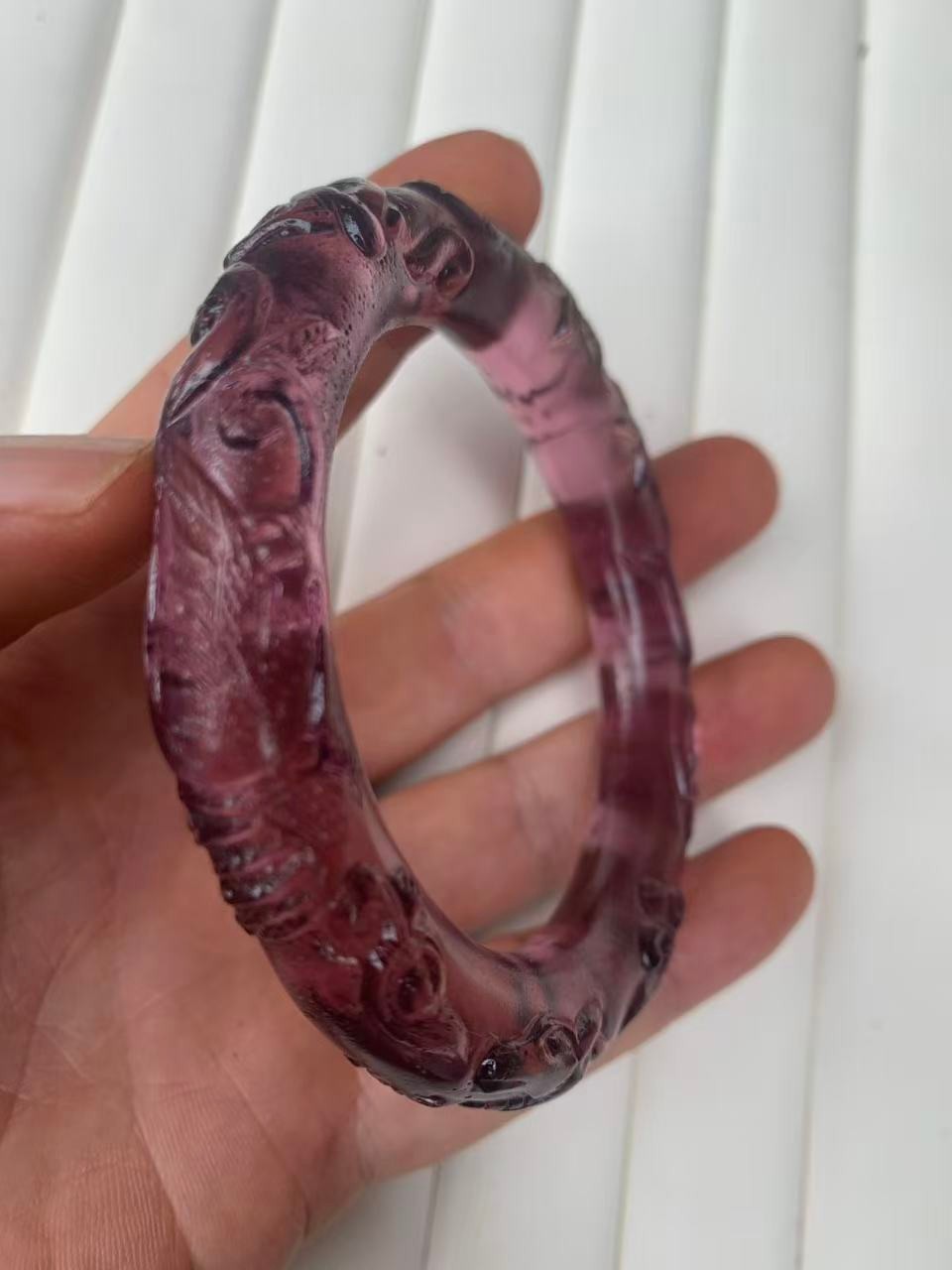 Excellent Chinese Old Crystal Hand Carved Bangle Bracelet