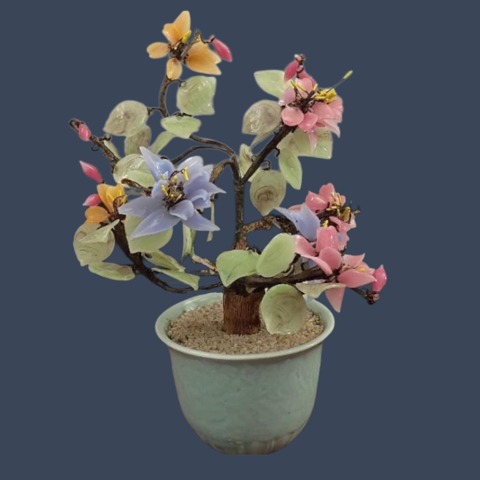 Glass Gemstone Vintage Bonsai Flower Multi Color