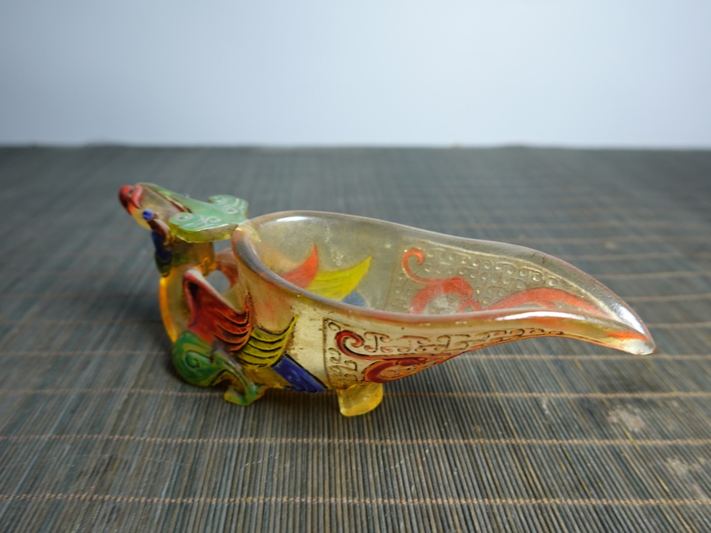 6.3″ Collect China Coloured Glaze Painted Phoenix-shaped Gong Wine Vessel Cup
