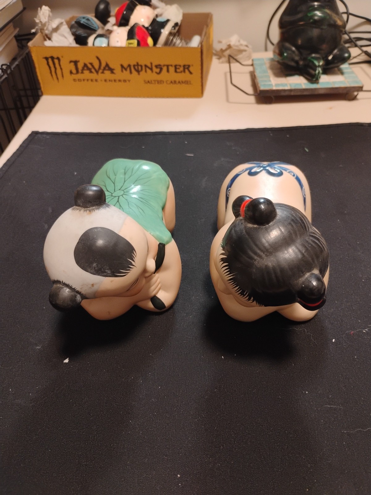 Pair OfVtg Chinese Pillows/Head Rest Girl Figurines/8″ Long