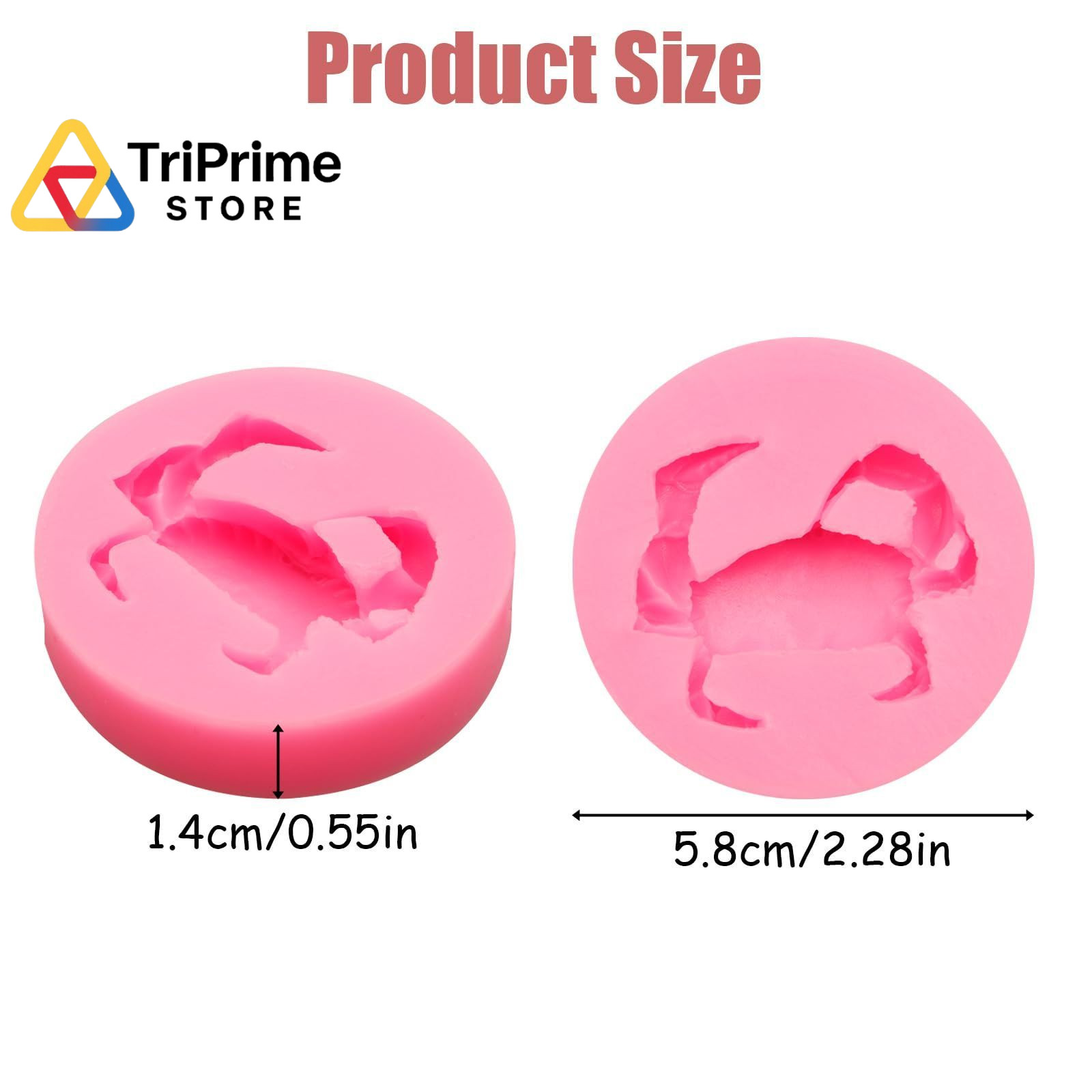 Crab Silicone Molds 4 Pcs, Ocean Animal Fondant Mold 2.75*1.96*0.55in, Pink