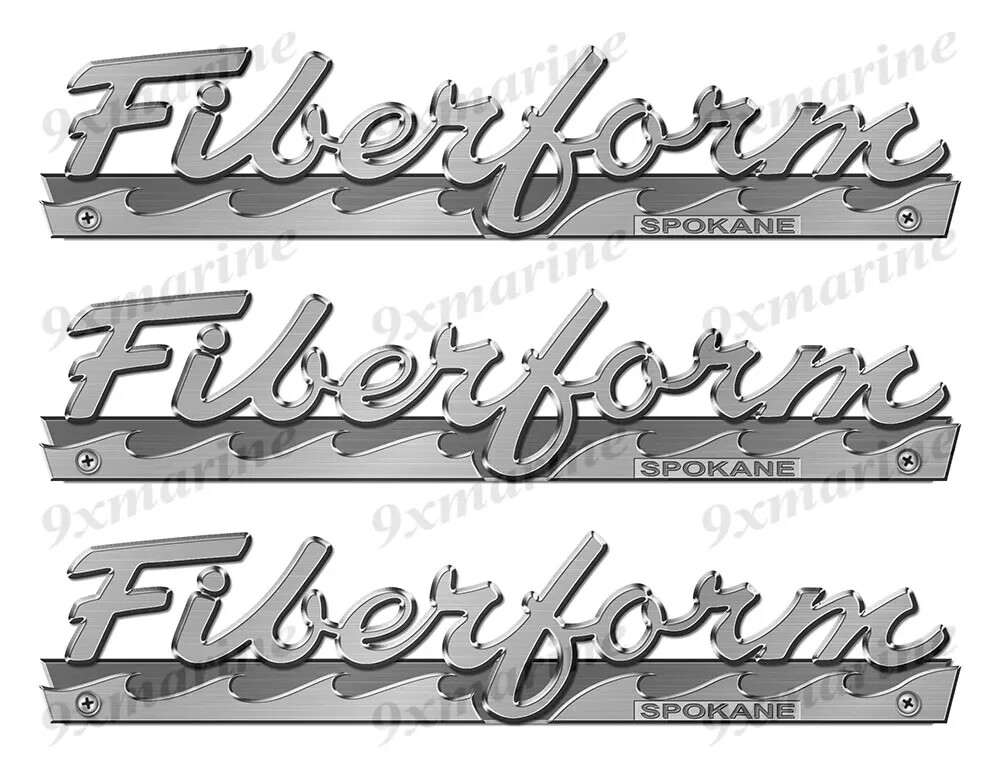 FIBERFORM Brushed Metal Design Vinyl Decal Boat Stickers, Set of 3, 10″ Long