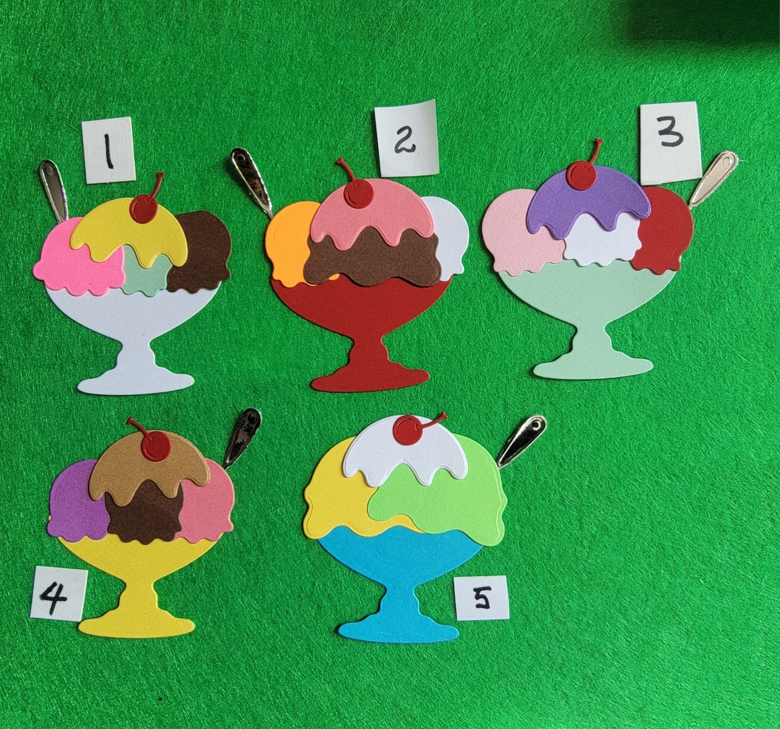 Ice Cream Sundaes Cardstock die cuts scrapbook cards