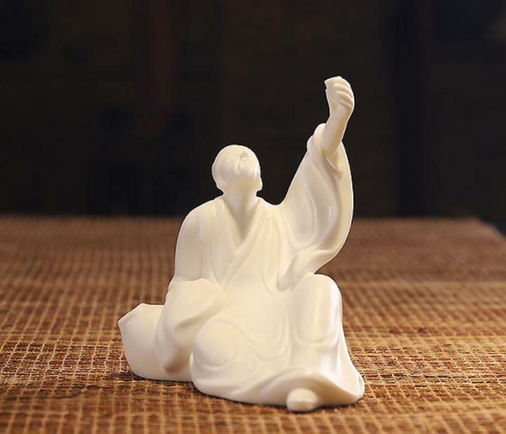 6.7″Chinese White Porcelain Ceramics Poets In Tang Dynasty Li Po Figurine Statue