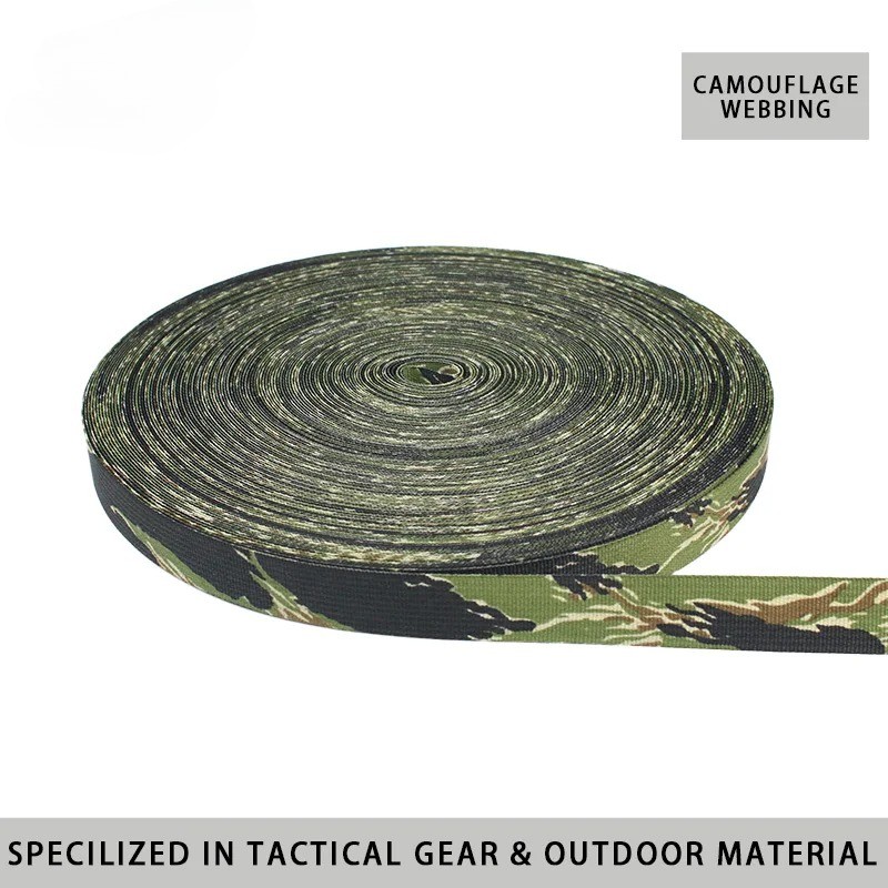 1M Tiger Stripe Black Camouflage Nylon Webbing for Tactical Bag Backpack IRR