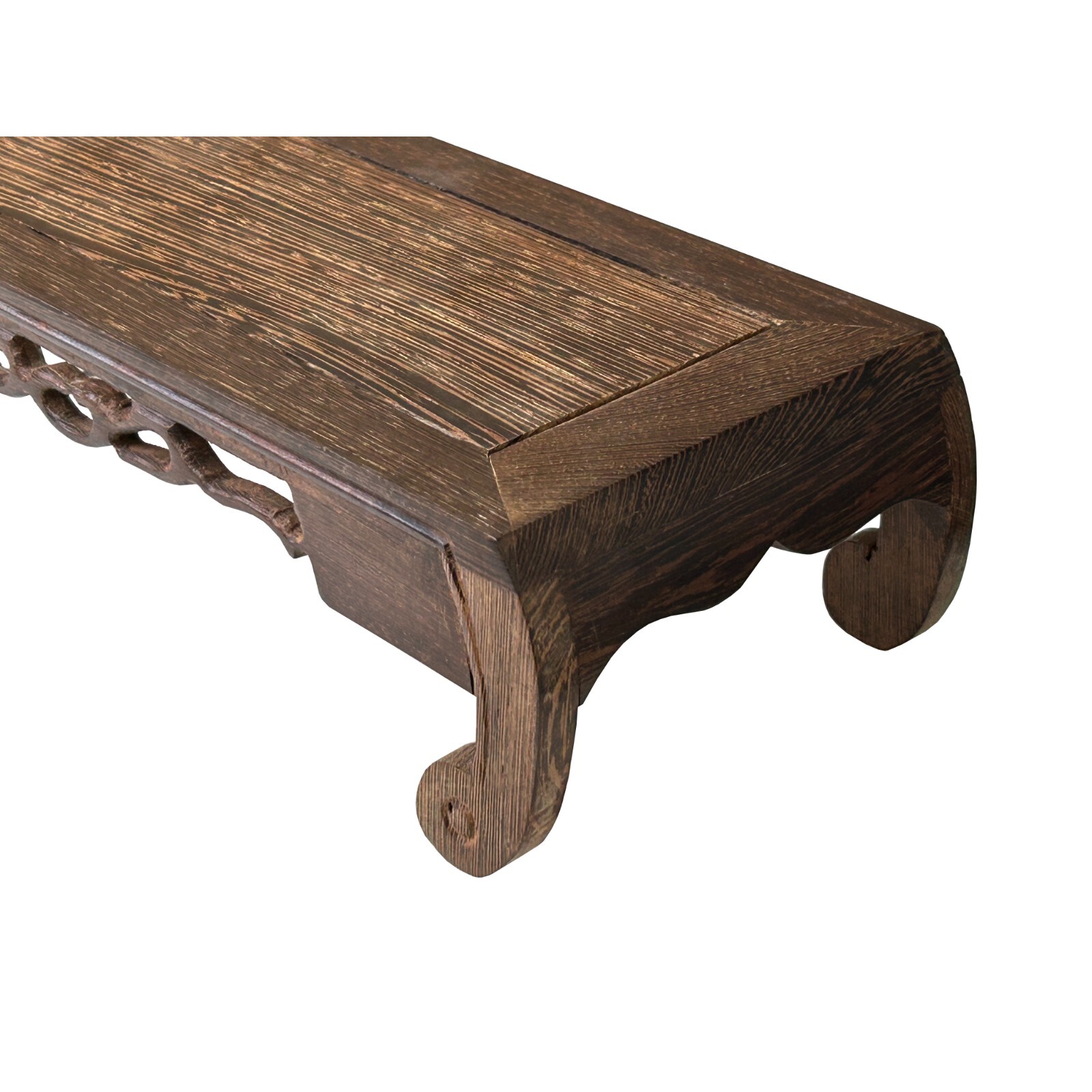 19″ Light Brown Feather Pattern Rectangular Scroll Leg Wood Display Stand ws4228