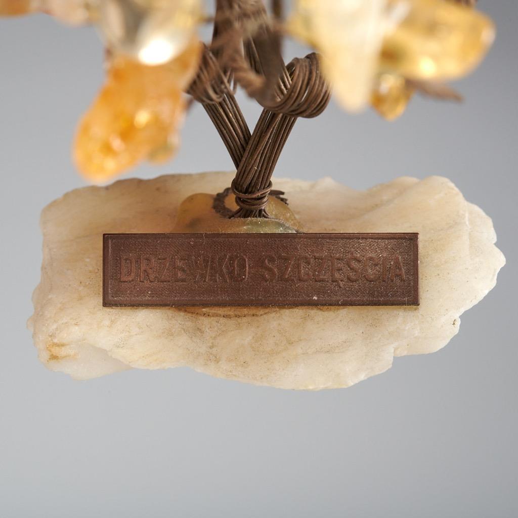 Pair of Vintage Citrine Carnelian Stone Chakras Mini Bonsai Desk Gemstone Trees