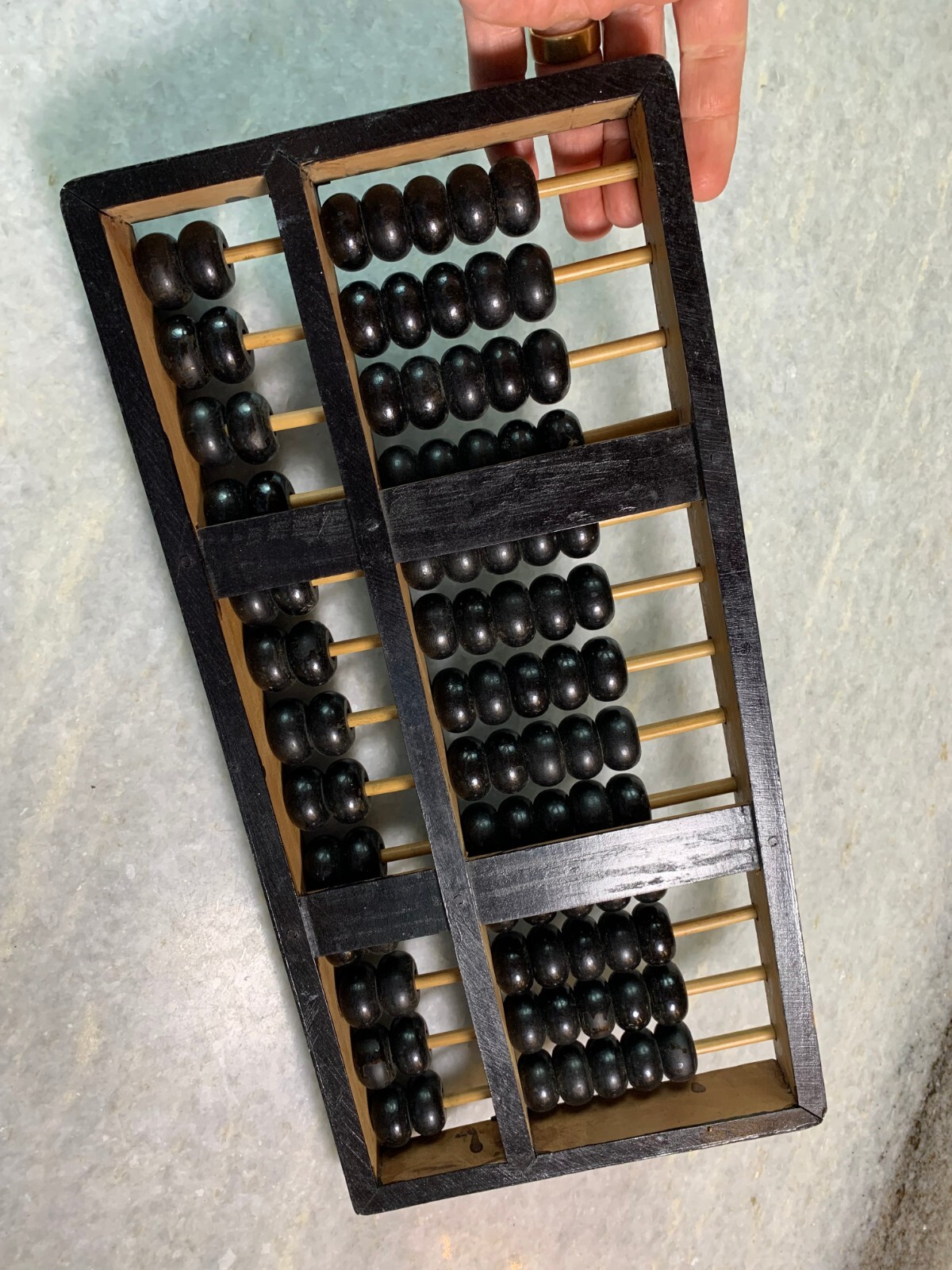 Antique Vintage Mid Century Lotus Flower Brand Wood Wooden Abacus Brass Accents!