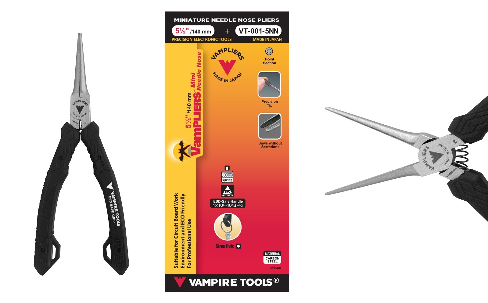 VT-001-5NN – VAMPLIERS 5.5″ Mini Needle Nose Pliers ESD Safe for PC/Mac Repair
