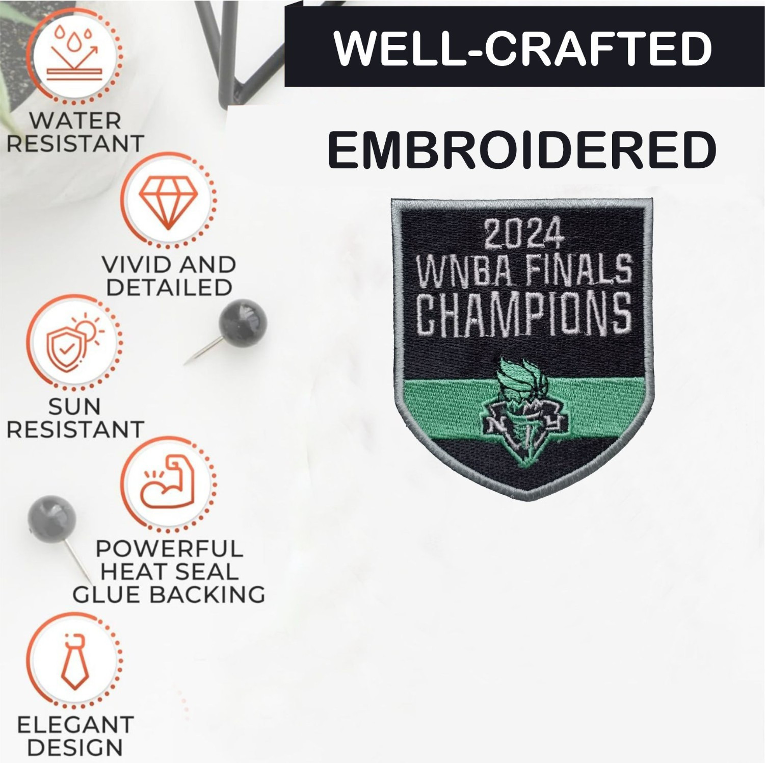 2024 New York Liberty WNBA Champions Iron On Patch-Sew Patch-Embroidered Patch