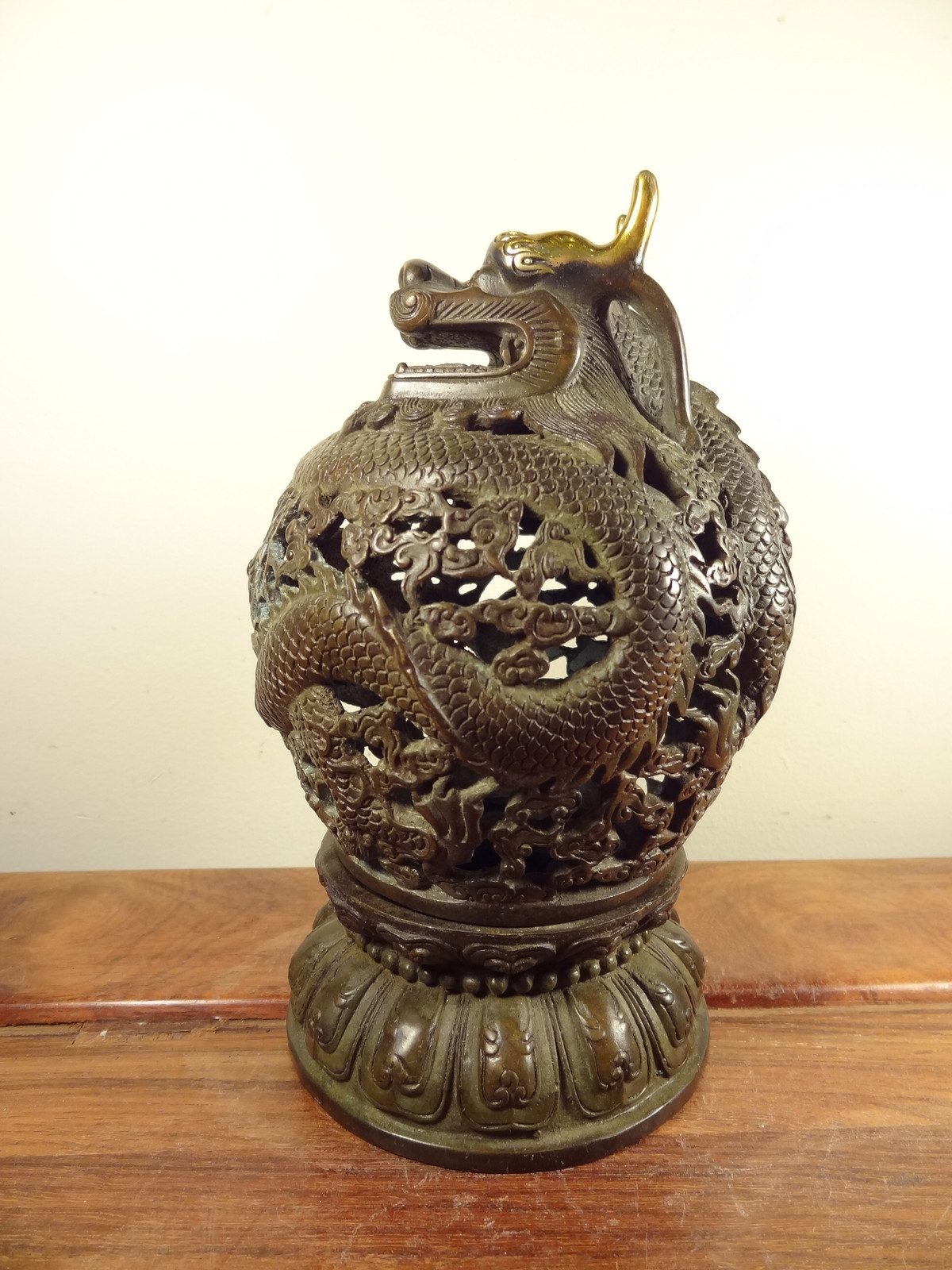 Old Bronze Incense Burner – Dragon Design