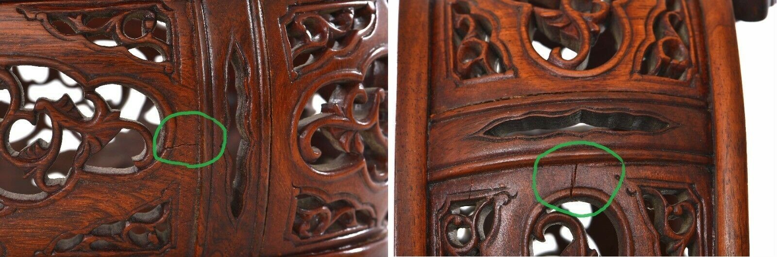 1950’s Chinese Hard Wood Hardwood Carved Carving Vase Statue Stand 8″ 22CM