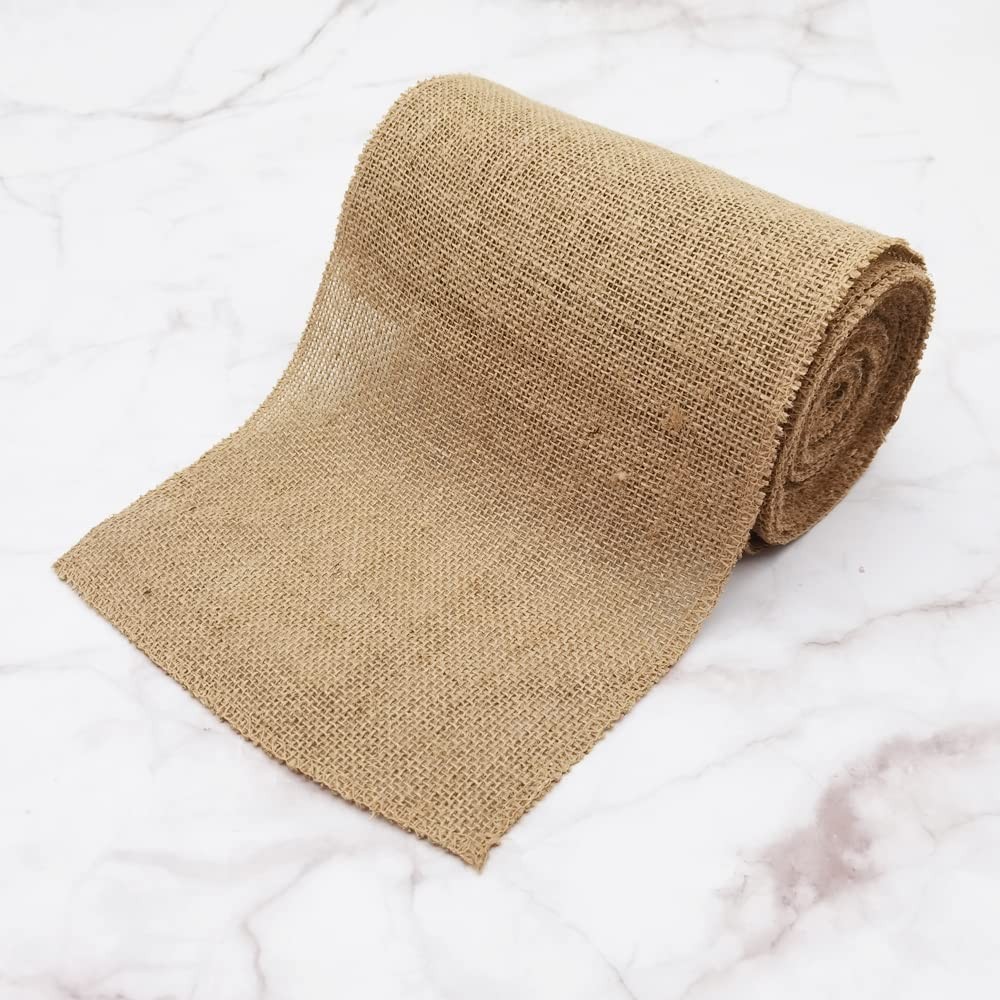 8″ Natural Burlap Fabric Roll – 10 Yards Jute Ribbon for Crafting, Gift Wrapping