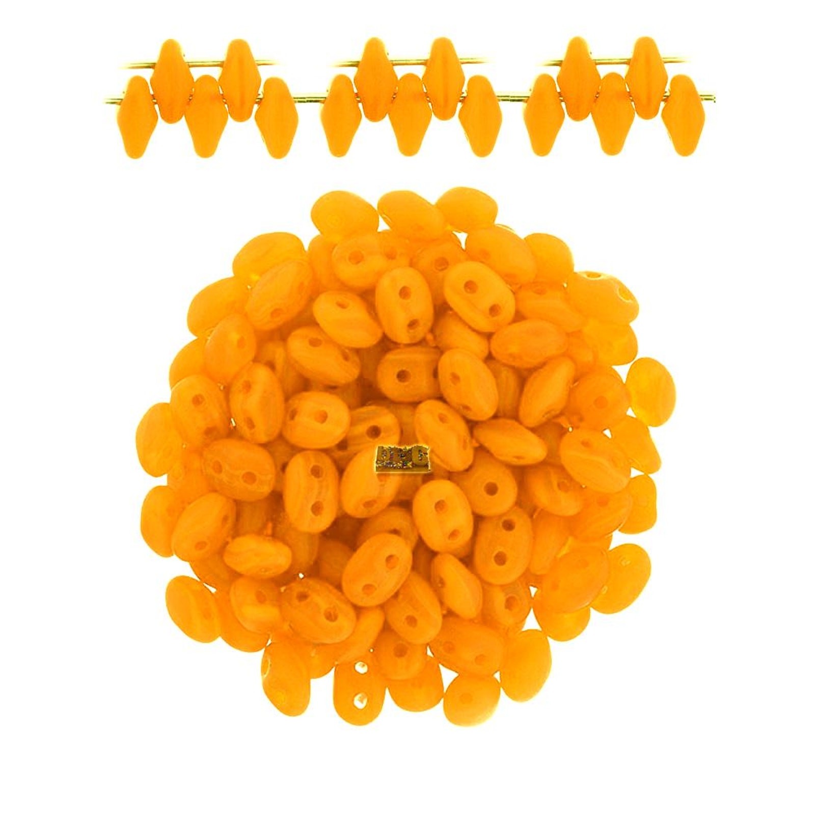 Czech SuperDuo 2-Hole Beads, MILKY OPAL Tangerine MATTE 2.5x5mm ~ 10 Grams