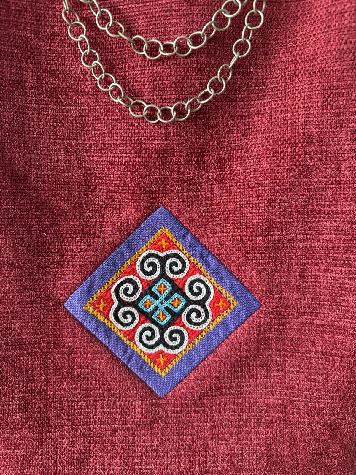 Miao/Hmong Embroidery – Wall Decoration – w/ Alloy Necklace and Good Luck Coins