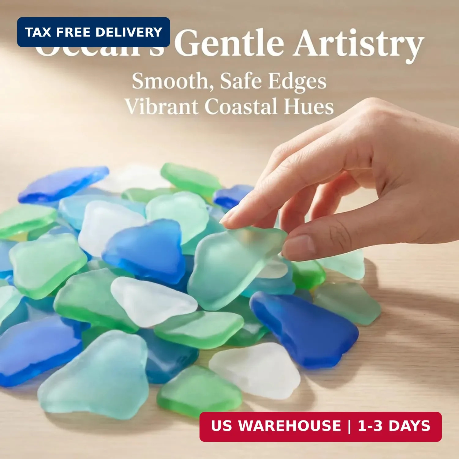 Sukh Sea Glass for Crafts Bulk – 15 OZ Seaglass Blue Green Clear Mix, Beach Glas