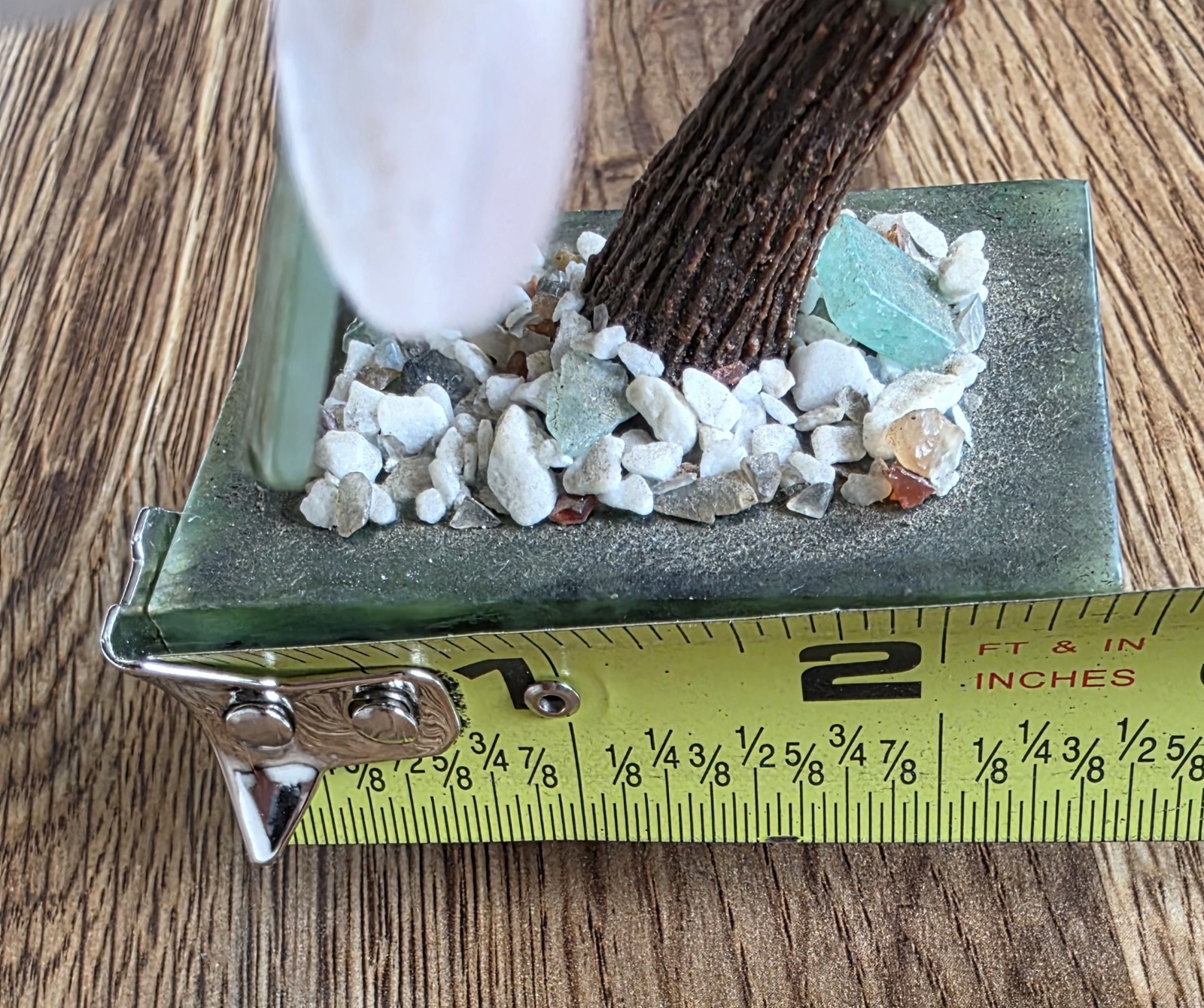Small Hand Carved Chinese Jade & Semiprecious Stone Flower Bonsai Tree Figurine