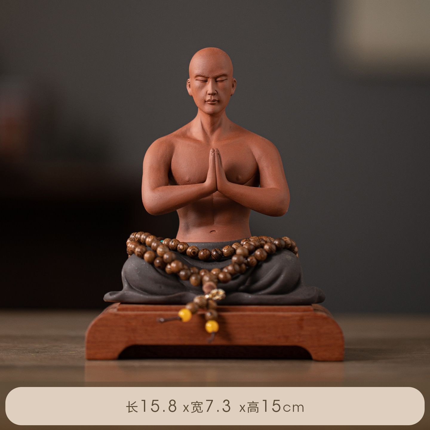 Zisha Zen Monk Statue Buddhist Little Monk Ornament Chinese Style Decor