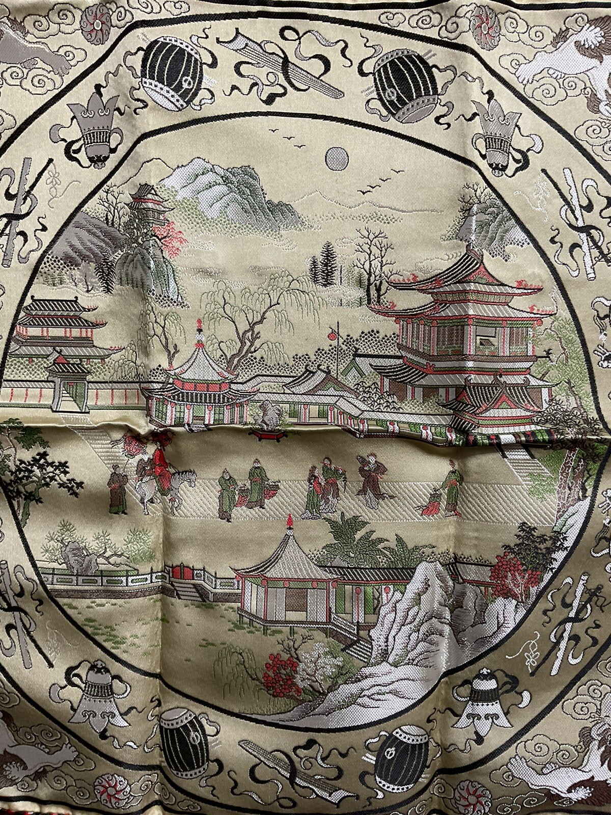 Beautiful Vintage Chinese Silk Pillow Case Cover Brocaded Flowers
