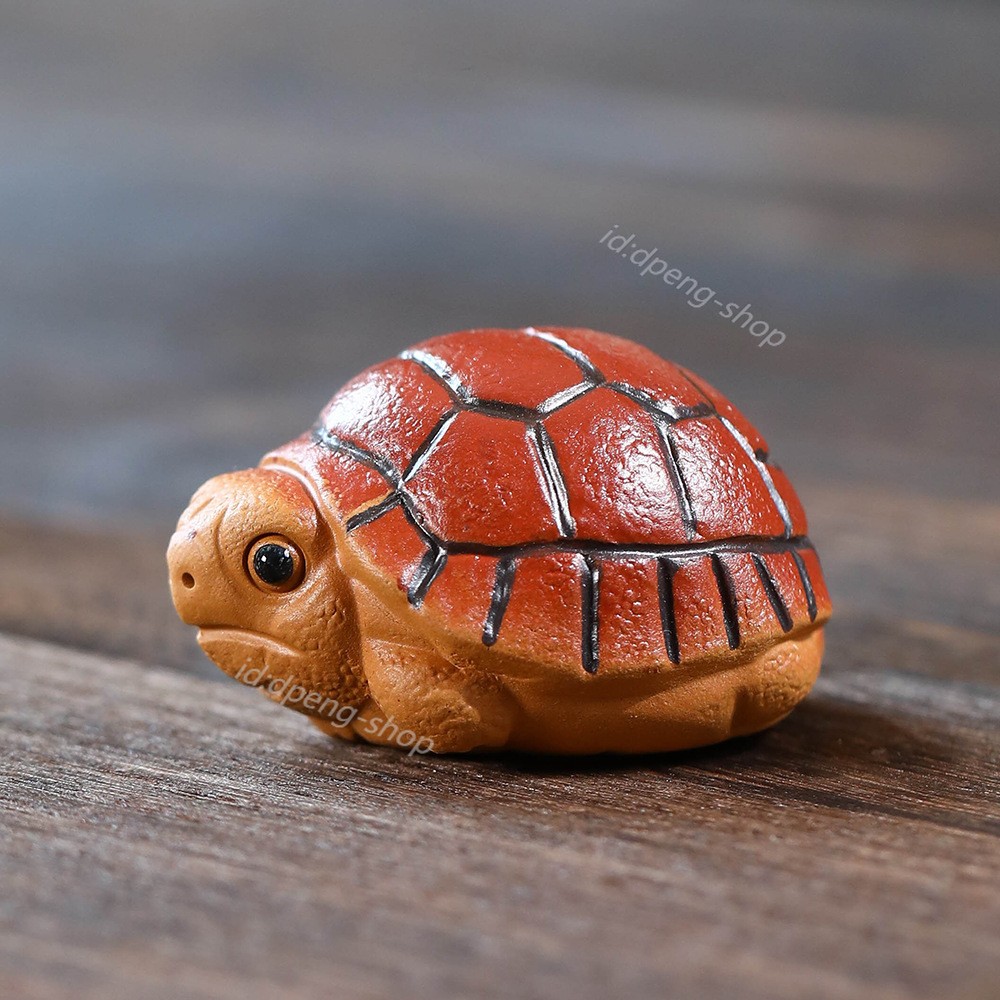 2″ China Yixing Zisha Jiangpo Clay Mini Red Shell Longevity Turtle Tea Pet