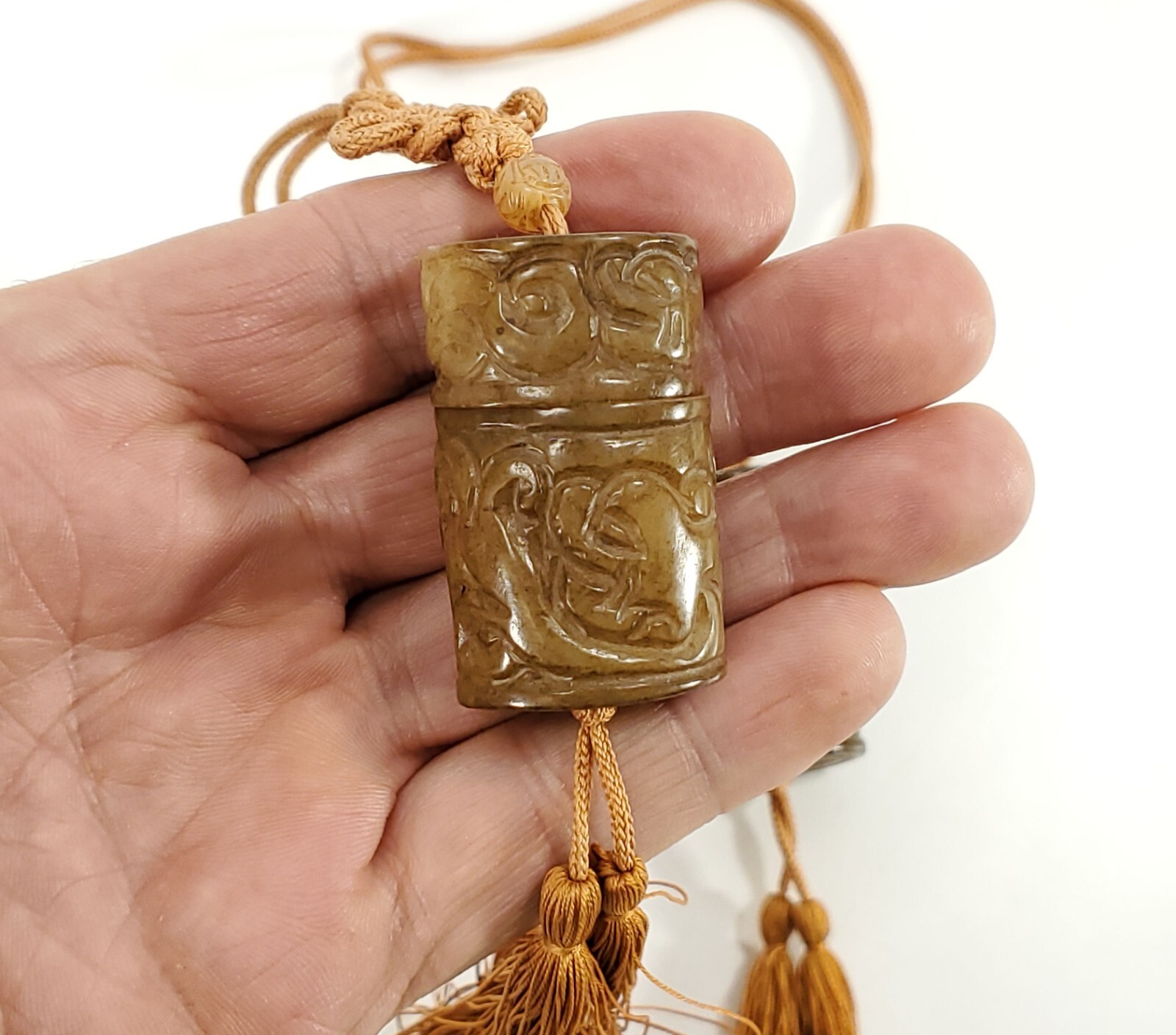 Pair of Chinese Hardstone Lamp Pulls each in the form of an Inro