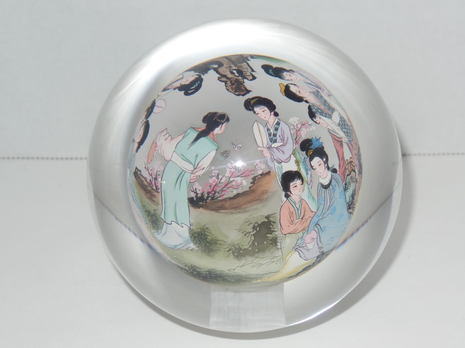 Vintage Chinese Hand Painted Reverse Art 4.5″ Glass Globe