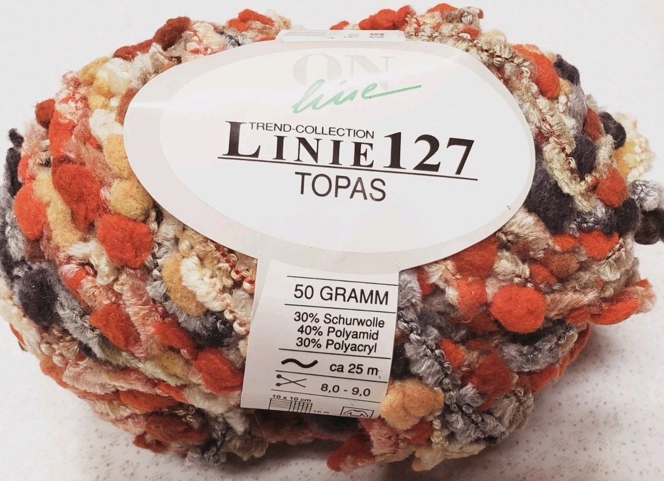 Lot of 4 Balls On Line Linie 127 TOPAS Color 0005 Rust Tangerine Gold Grey