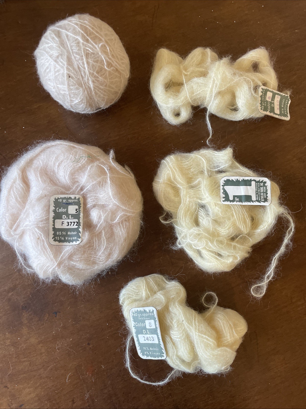 Vintage Lot of 100% Supra Mohair & Blend Mixed Colors Skeins Balls Reynolds Bear