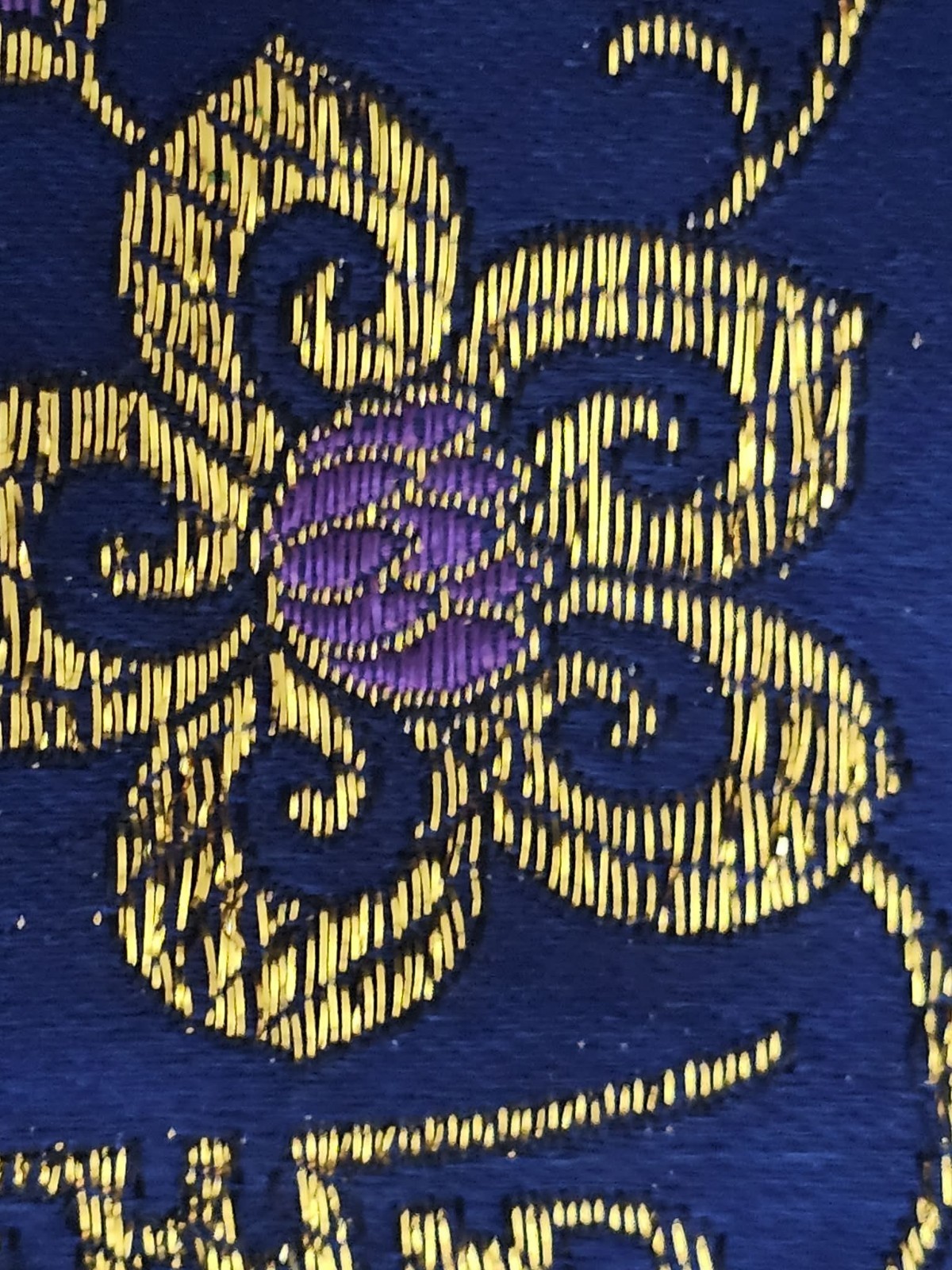 Chinese Qing Dynasty? Embroidered Silk Floral Robe Metallic Trim Reproduction?