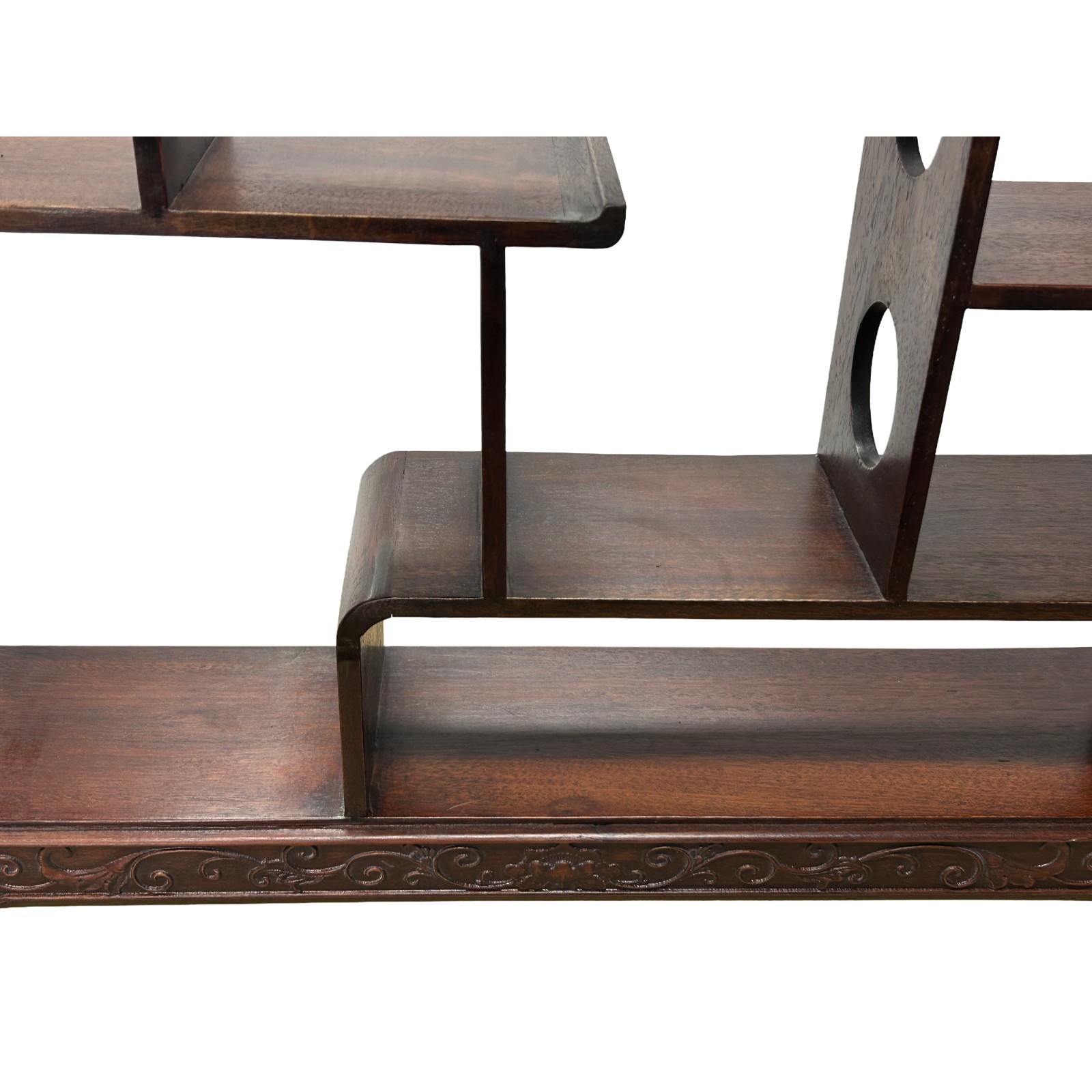 Chinese Brown Stain Wood Rectangular Table Top Display Stand GB273
