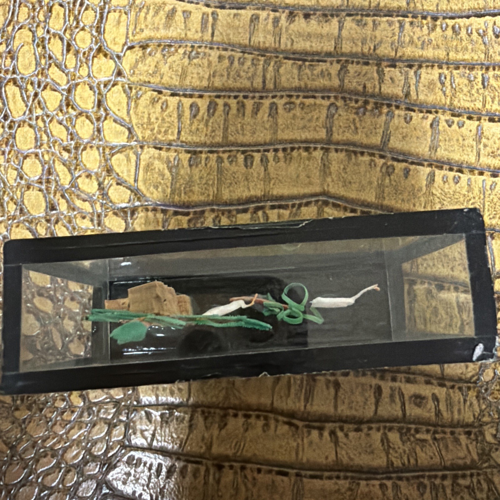 Vintage Asian Oriental Hand Carved Cork Art Shadow Box Diorama 3D Egret Pagoda