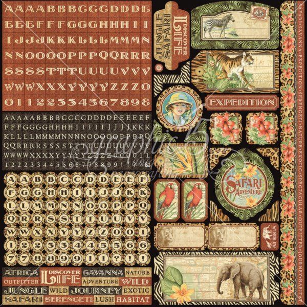 GRAPHIC 45 “SAFARI ADVENTURE” BUNDLE JUNGLE, ZOO, ANIMALS RETIRED SCRAPJACK’S